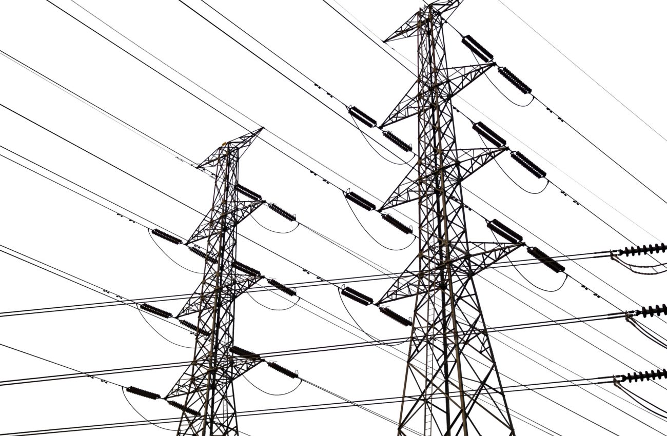 High voltage pole Power Energy Electrician Tower Station Hight Transmission Isolated Clipping Path on White Background,Tectnology Construction Line Communication Plant Electric Network Infrastructure.