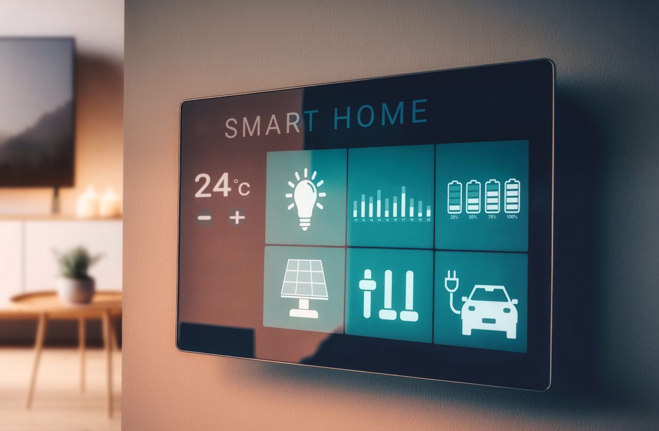 smart screen with smart home with modern living room